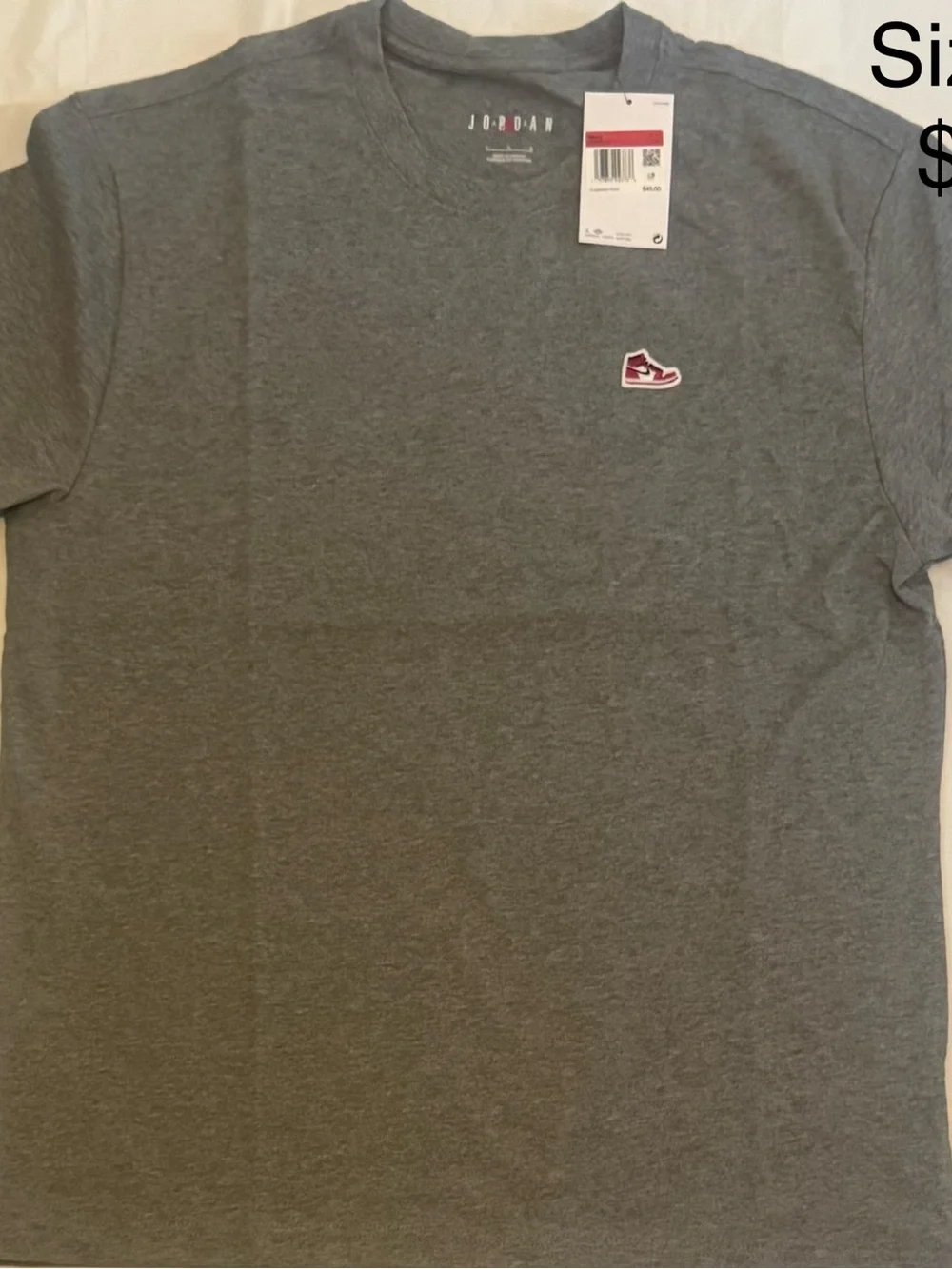 Jordan Men's Gray Short Sleeve Crewneck T-Shirt with Sneaker Patch